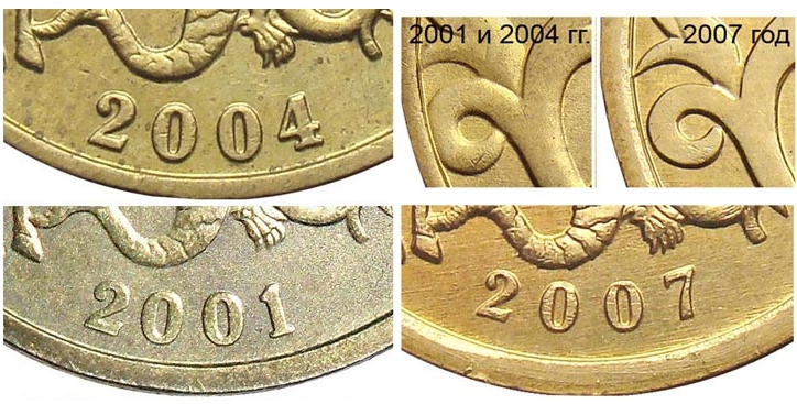 50 копеек 2001 года различия 2004 и 2007